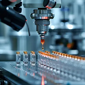 Pharmaceutical production line: automated syringe filling and closing