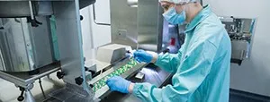 Biotech scientists working in a sterile environment