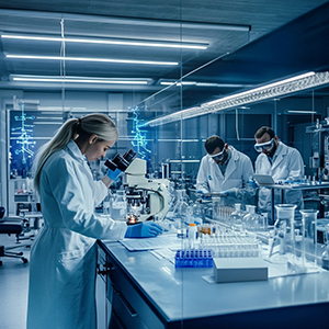 Researcher analyzing data from chromatography results