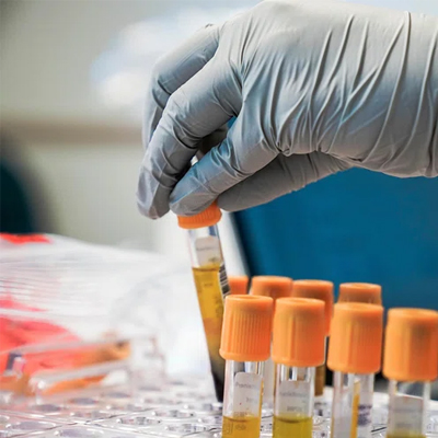 Medical researchers in a modern lab reviewing results