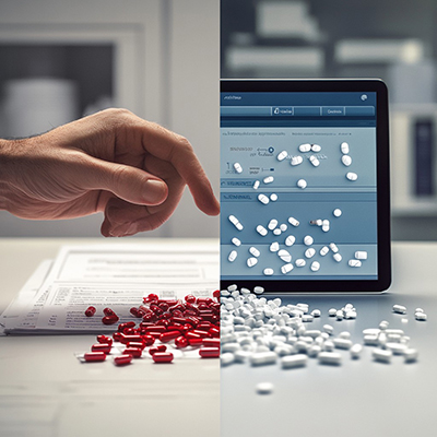 Visual representation of AI integrating with medical treatment developmen
