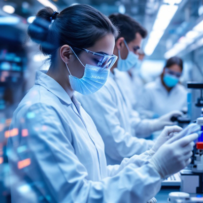 Healthcare professional using AI technology in clinical trials