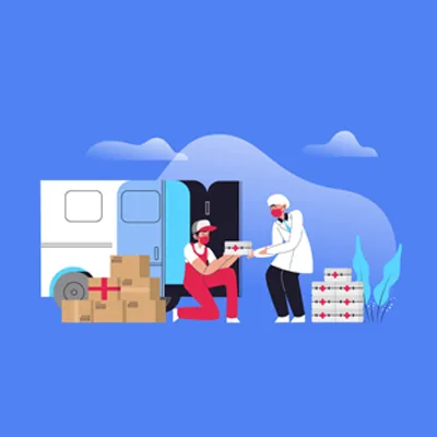 Medicines securely packed in insulated containers for last-mile transport