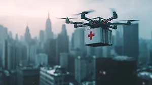 Delivery drone or small courier robot with pharma package