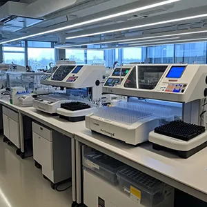 AI-powered pharma research lab with automated systems