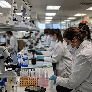 Visualization of data-driven precision medicine in a futuristic healthcare setting.