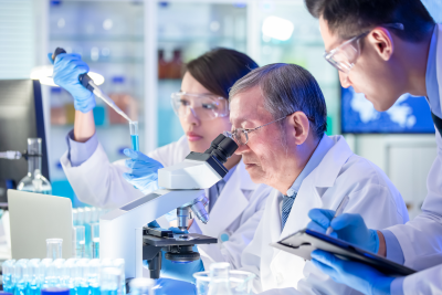 Laboratory technician conducting quality control in pharma manufacturing