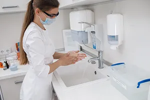 Aseptic processing equipment in a pharmaceutical manufacturing facility