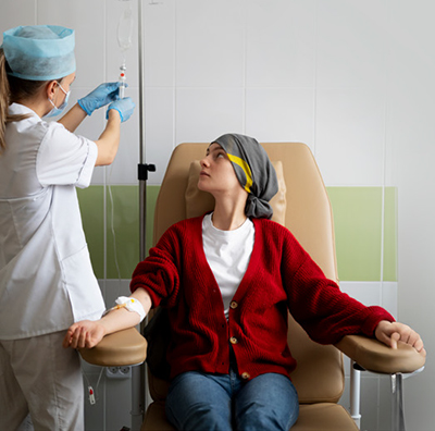 Physician explaining single-arm trial benefits to cancer patients